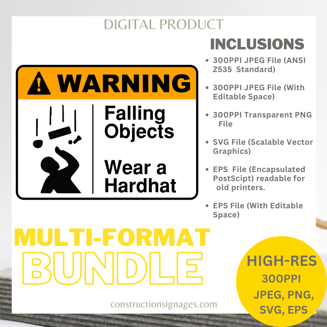 Falling Objects Wear a Hard Hat Printable Digital Download Falling Objects Wear a Hard Hat Printable Digital Download