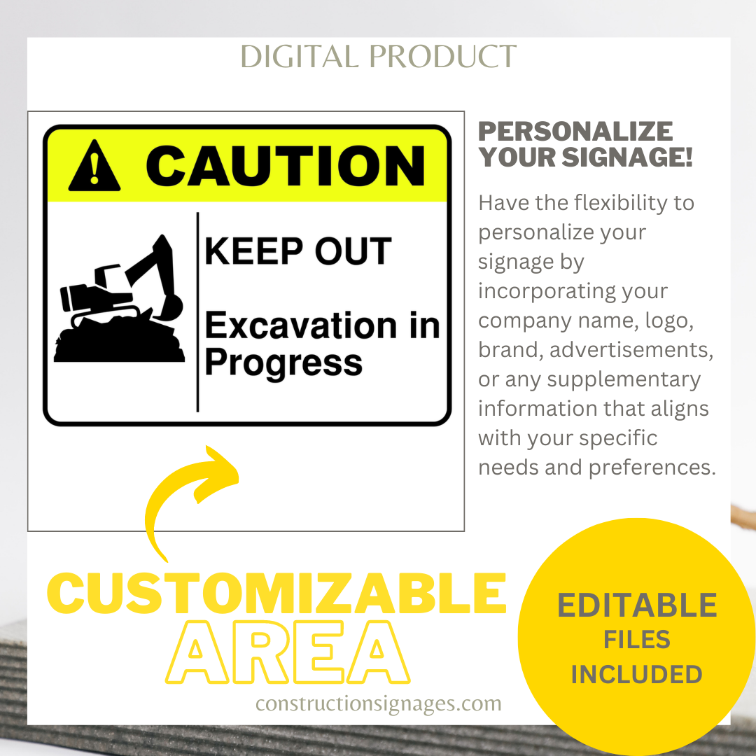 Keep Out, Excavation in Progress, Printable Digital Download