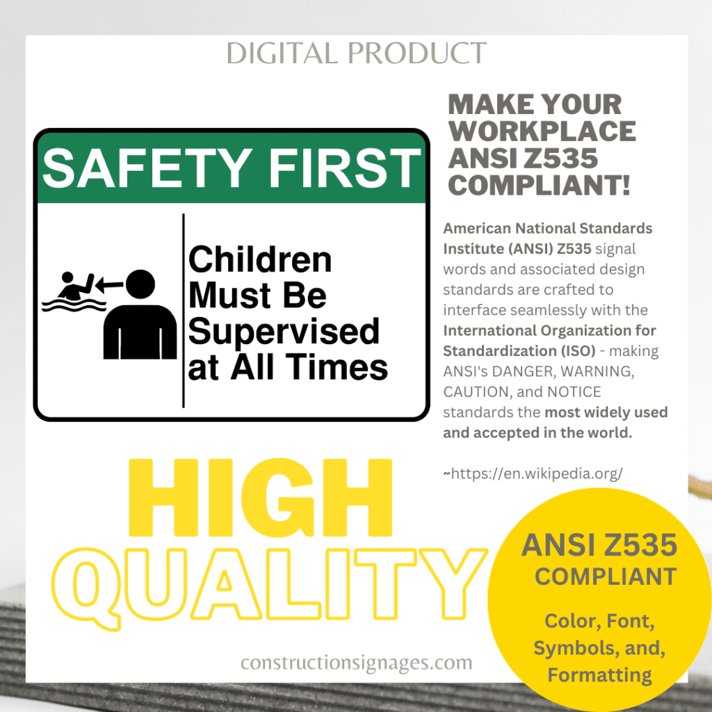Children Must Be Supervised at All Times Printable Safety Signages ...