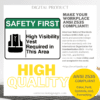 High Visibility Vest Required in This Area, Printable Safety Signages, Digital Download - Image 3