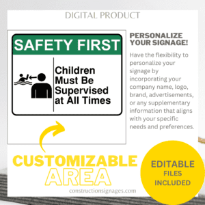 Children Must Be Supervised at All Times Printable Safety Signages ...